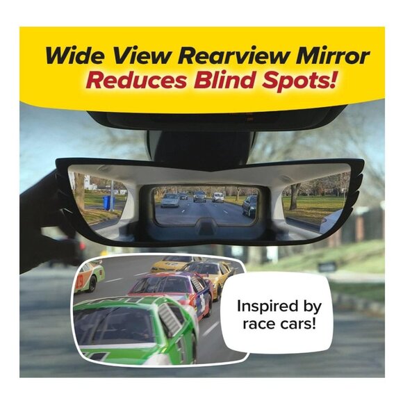Wide View Rearview 12" Mirror Angel View Curved & Reduces Blind Spots Fits Most - Picture 2 of 6